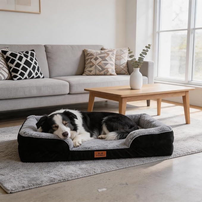 Orthopedic Dog Beds Large Sized Dog, Memory Foam Dog Bed Couch, 36"L | Dual-layer Foam Mat, Washable Cover&Waterproof, Contoured Bolster Design, Indoor&Car Truck, Pet Bed for Dogs Cats Up to 50lbs