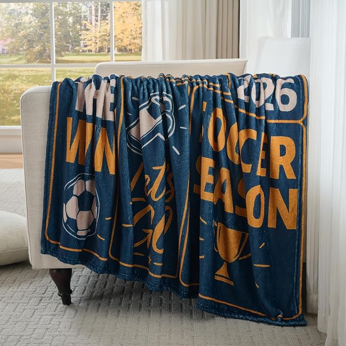 World Soccer 2026 Throw Blanket, Soccer Season Game Day Blanket, Soft Flannel Football Fan Blanket for Couch Bed, Decor Gift for Men Women Kids
