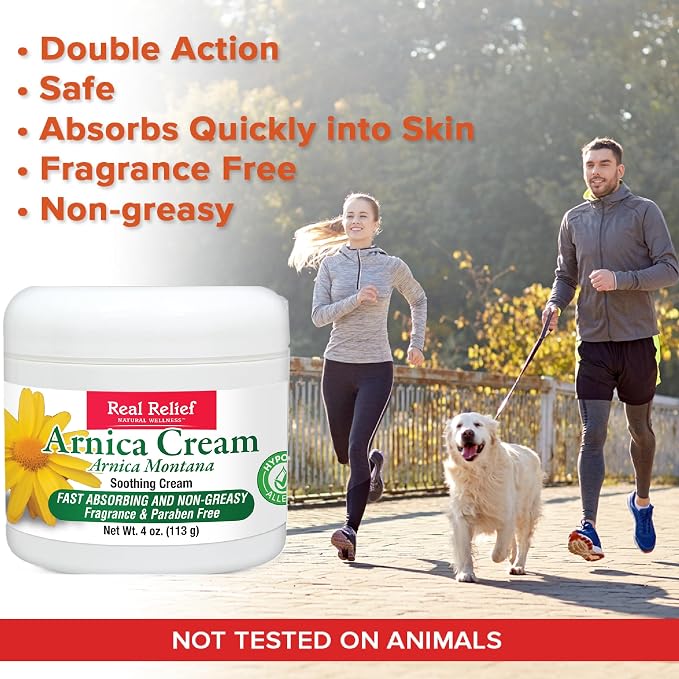 Arnica Cream, Natural, Non-Greasy, Hypoallergenic and Unscented, 4 oz (Pack of 2)