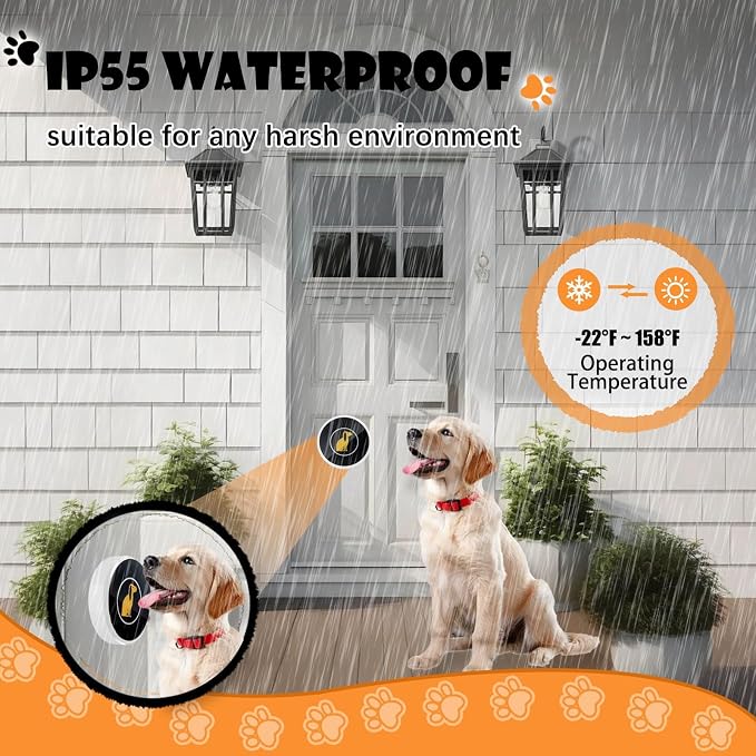 Smart Dog Door Bell Wireless Puppy DoorBell for Potty Training, Dog Bells to go Outside, IP55 Waterproof Bells for Dogs to Ring to go Potty (6 Receivers+12 Buttons)