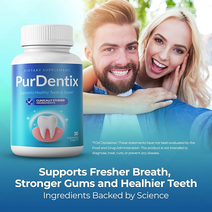 PurDentix Oral Health Probiotic – 4-Strain Formula for Healthy Gums, Teeth & Fresh Breath – 180 Chewable Tablets