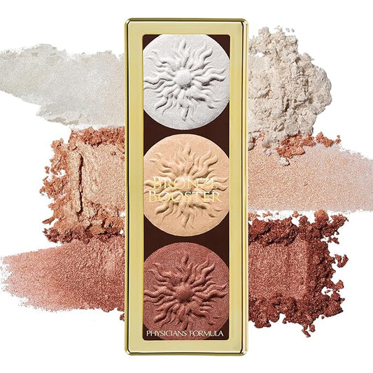 Physicians Formula Bronze Booster Highlight & Contour Palette with Brush, Blendable & Buildable Finish - Shimmer Glow