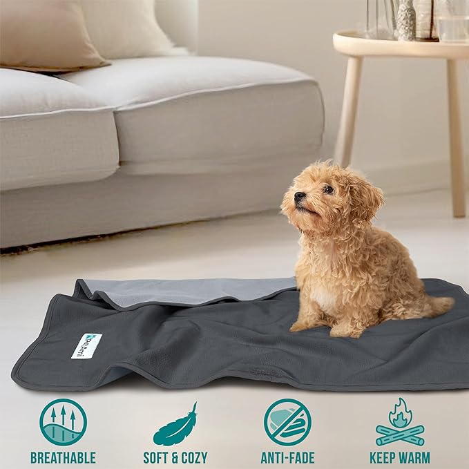 PetAmi Waterproof Dog Blanket for Couch, Pee Proof Reversible Cat Blanket for Sofa Bed Furniture Protector, Soft Fleece Washable Pet Throw for Dogs Cats Puppies Kittens, 40x60 Gray