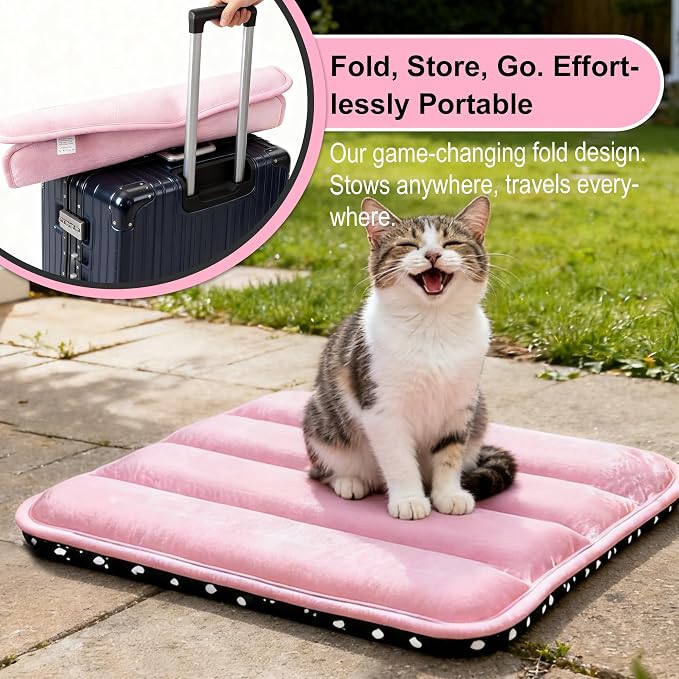 pobopobo Dog Crate Pad, Ultra Soft & Anti-Slip Kennel Mat, Secure Fit for Metal Crates & Dog Cages, Washable Cozy Bed for Extra Small Dogs & Cats (Pink, XS(18"*12"*1.5"))