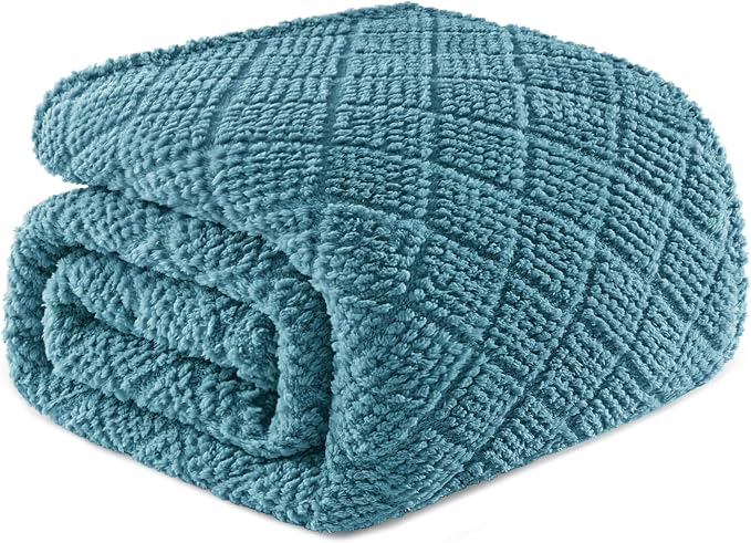 Whale Flotilla Soft Fleece King Size Blanket for Bed, Slate Blue | Jacquard Waffle Blankets for Home Decor, Lightweight and Cozy, All Season Suitable, 90x104 Inch
