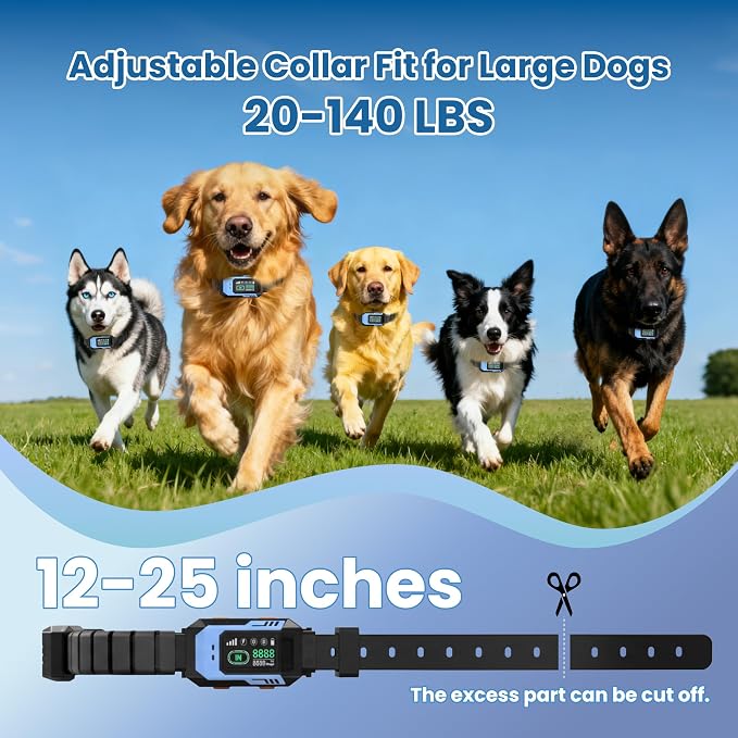 GPS Wireless Dog Fence System - Multifunctional Electric Fence for Large Dogs, Radius Range 100-9999ft, Training Collar with 8 Correction Modes, Perimeter Dog Collar for Large Yard/Outdoor Use Only