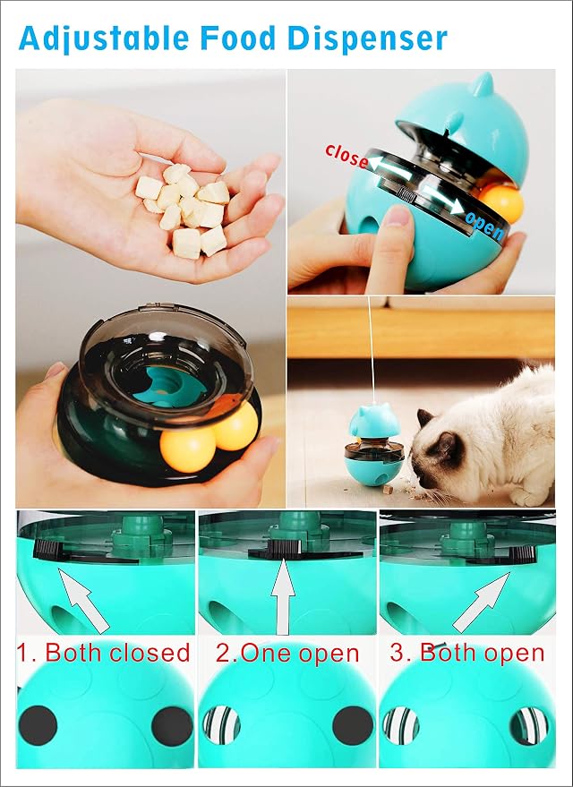 SUJAYU Cat Toy Funny Tumbler Interactive Ball, Treat Dispenser Automatic No-Electronic Move, More Exercise for Indoor Cats Kittens, Cat Self-Play IQ Traning Treat Toy Ball, Blue