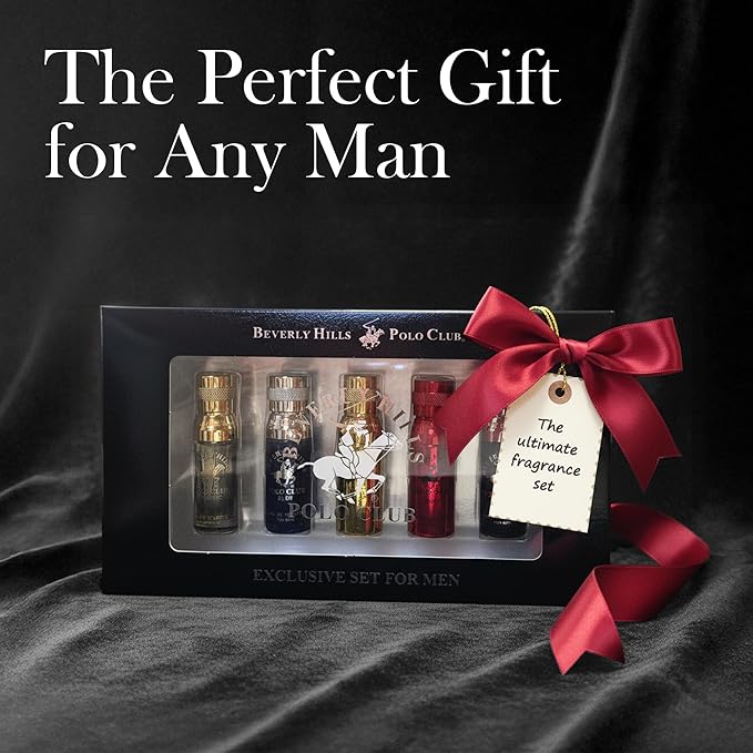 Beverly Hills Polo Club 5 Piece Mini Gift Set Exclusive for Men, EDT Eau De Toilette 5 Mini 0.5oz Bottles