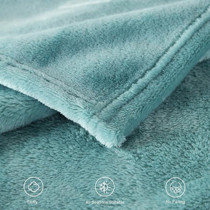 TASTHROW Bluishgreen Throw Blanket 50x60 Inches | Soft Plush Cozy Fleece Flannel Throw Blanket, Lightweight Warm Throws for Bed, Couch, Bedroom and Living Room, All Seasons