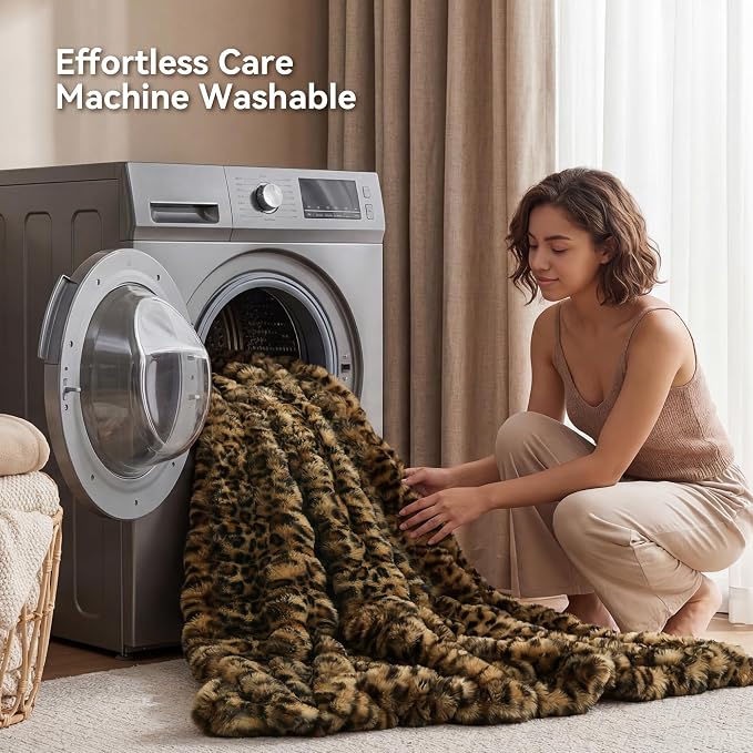 Faux Fur Throw for Couch - Leopard Brown Bubble Blanket 60"x80" | Fluffy Plush Fuzzy Cheetah Throw for Sofa & Bed, Super Soft Cozy Comfrt Blanket,Luxury Aesthetic Leopard Decor Gift for Women