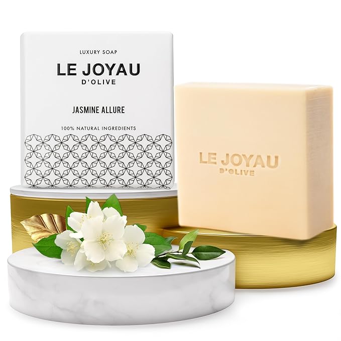 LJO Soap Handmade with Essential Oils | Only 4 All-Natural Ingredients | No Artificial Fragrances | No Titanium Dioxide | Jasmine Allure | For Men & Women | All-Skin Types | Holiday Gift | Pack of 1