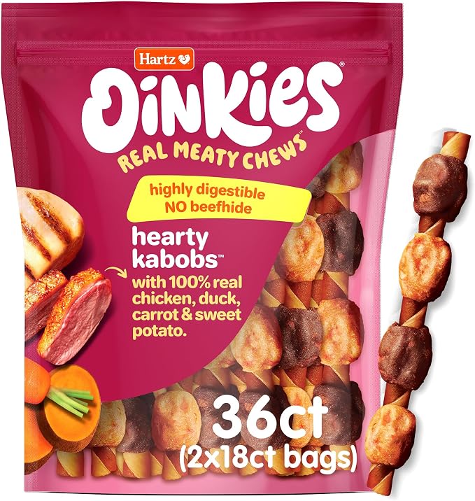 Oinkies Hearty Kabobs Rawhide‑Free Dog Treats, 36 Count