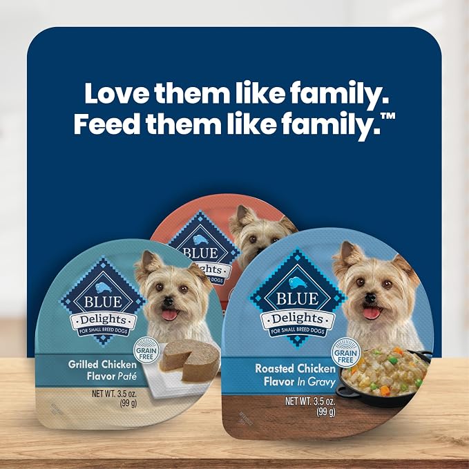 Blue Buffalo Delights Rotisserie Chicken Wet Dog Food, 3.5 oz, 12 ct | Small Breed Formula, Grain-Free, Real Chicken First, in Hearty Gravy, No Corn, Wheat, or Soy