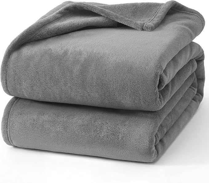 Hansleep King Grey Fleece Blanket, Soft Flannel Bed Blanket | Fuzzy Cozy Blanket 90x108 Inches, Multi-use for Bed, Sofa, Couch, Travel, Camping, All Season Warm Lightweight Cover