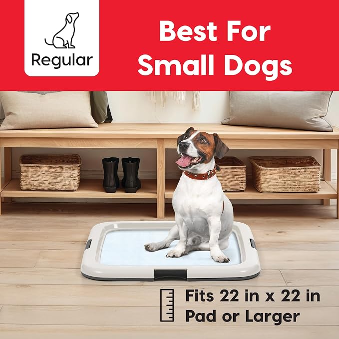 IRIS USA Pee Pad Holder, Fits 22x22 Pads, Dark Gray, Made in USA | Dog Training Pad Holder, Holds Pads in Place, Leakproof Design, Secure Latches, Non-Skid Feet, Easy Clean Surface