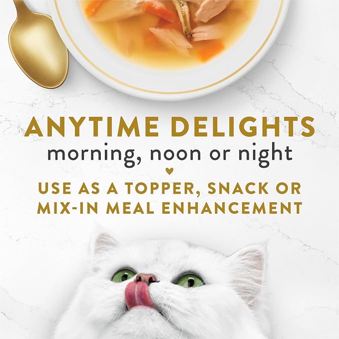 Purina Fancy Feast Broths, Classic Seafood Wet Cat Food, 1.4 oz, 12-Pack | Variety Pack with Lickable Grain-Free Wet Cat Food complements, made with no by-products, artificials flavors or colors