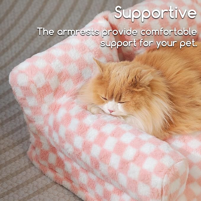 Hollypet Small Dog Large Cat Bed Puppy Couch Beds for Pets up to 25 lbs | Fluffy Dog Cat Couch Plush Soft Warming Pets Beds with Machine Washable Cover and Non-Slip Bottom