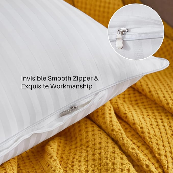 Oubonun 20 x 20 Throw Pillow Inserts Set of 4 | Firm and Fluffy Decorative Square Pillows for Couch Bed Sofa with Soft Cotton Cover White Cushion with Down Alternative
