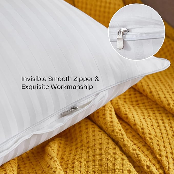 Oubonun 12 x 20 Throw Pillow Inserts Set of 2 | Firm and Fluffy Decorative Pillows for Couch Bed Sofa with Soft Cotton Cover White Cushion with Down Alternative