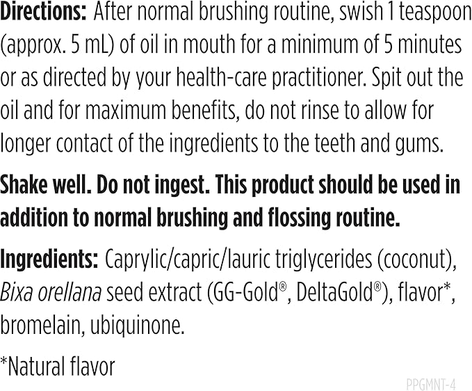 Designs for Health PerioPull - Pulling Oil for Teeth and Gums, Fresh Breath - Oil Pull with MCT Coconut Oil, GG, Bromelain & Coenzyme Q10 to Support Oral Health - Fresh Mint Flavor Oral Rinse (8oz)