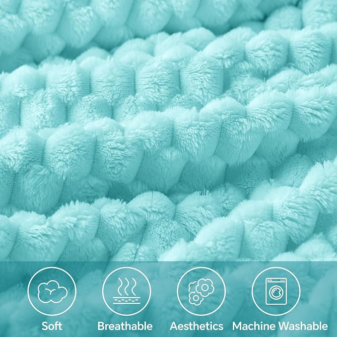 BEDELITE Aqua Throw Blanket for Couch, Soft Cozy Gifts for Women, 50 * 60 | 3D Jacquard Decorative Fleece Blanket, Super Soft Plush Throw, Cute Birthday Gift for Women & Men, Suitable for All Seasons