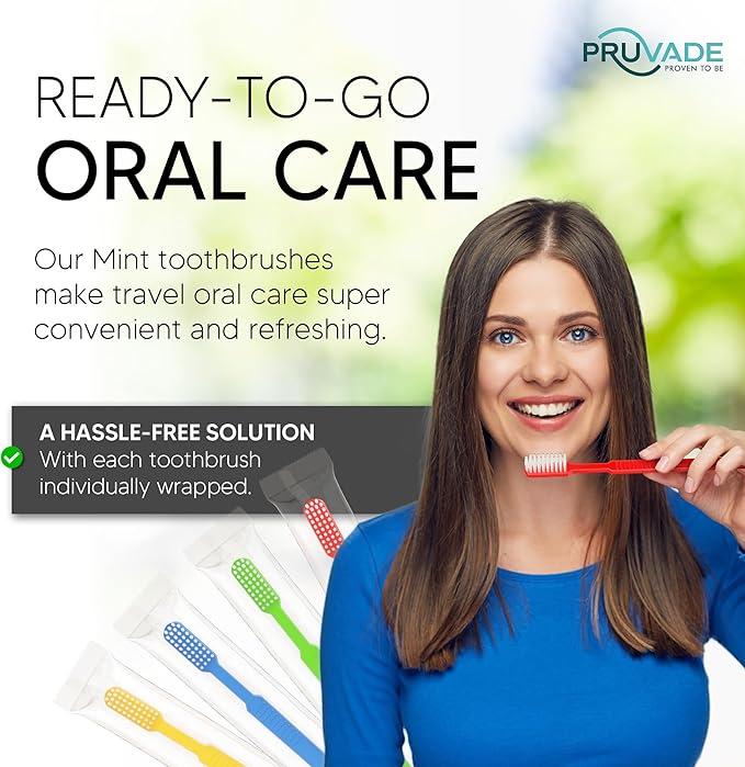 Pruvade 150 Pack Disposable Toothbrushes with Toothpaste, Built in | Prepasted Toothbrushes Individually Wrapped | Single Use Waterless Tooth Brush Soft Bristles for Airbnb, Hotel, Camping, Travel