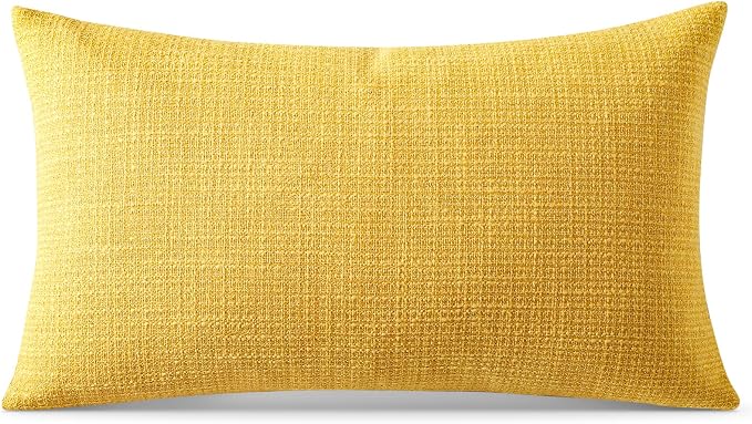 OTOSTAR Linen Throw Pillow Cover Set of 1 Decorative Lumbar Pillowcases Cushion Covers 12x20 Inch for Home Decor Sofa Bedroom Car 30 x 50CM Yellow