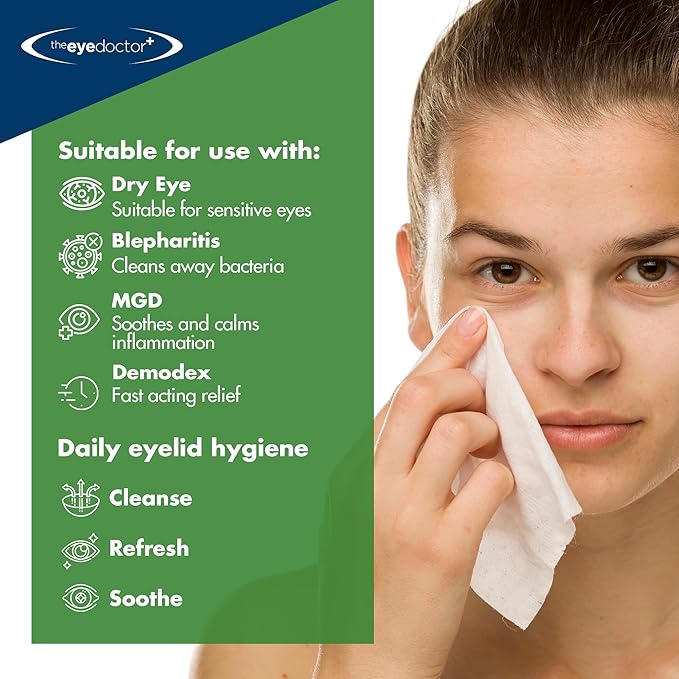 The Eye Doctor Tea Tree Oil Eyelid Wipes - 40 x Single Use Eye Cleaning Wipes for Daily Lid Care - Individual Preservative Free Sensitive Eye Cleaner - Soothes Cleans and Refreshes