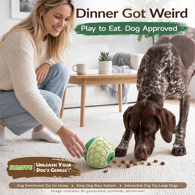 KADTC XL Rolling Dog Treat Dispenser Toys, Wobble Giggle Ball & Slow Feeder | Soft Shell/Tough Core | 3-Cup Kibble Capacity | Adjustable Flow | Burns Energy | Brain Game | Fights Boredom | Indoor/Outdoor