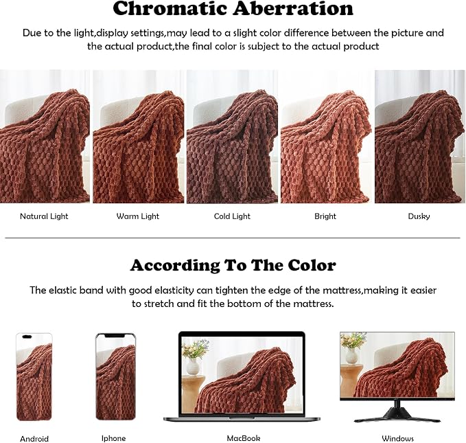 NEWCOSPLAY Fleece Clouds Cozy Throw Blanket for Couch, Coffee, 50"x60" | Premium Silky Flannel Blanket, Soft Lightweight Fluffy Throw Blanket for Bed Sofa Decor, Gift for All Season Use