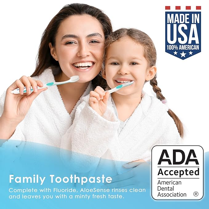 AloeSense Naturally Soothing Toothpaste for Sensitive Teeth and Gum Care with Aloe Vera, Allantoin & Fresh Mint Flavor, Gentle & Natural, ADA Approved (5-oz, 3 Count)