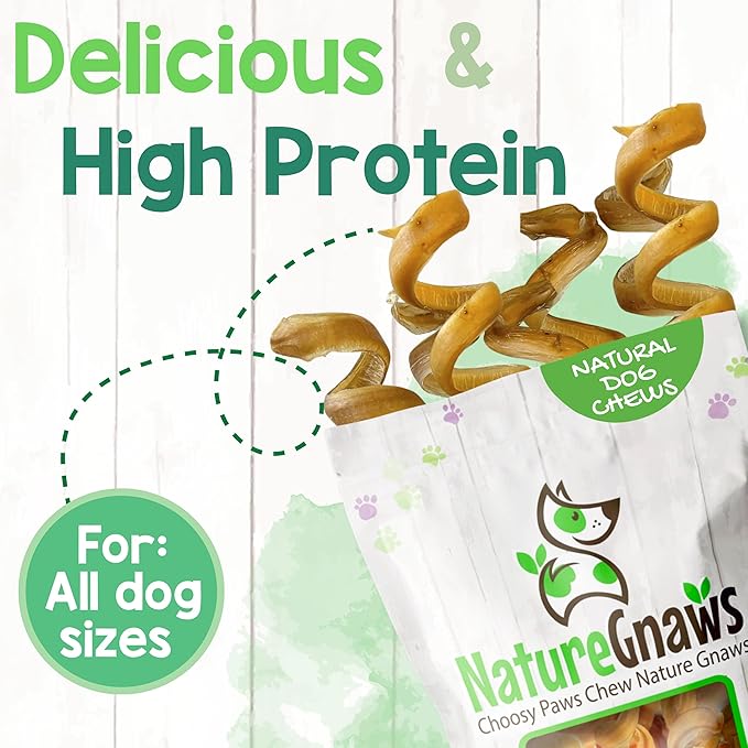 Nature Gnaws Bully Stick Springs 7-8" Rawhide Free Dog Chews, 12 Count