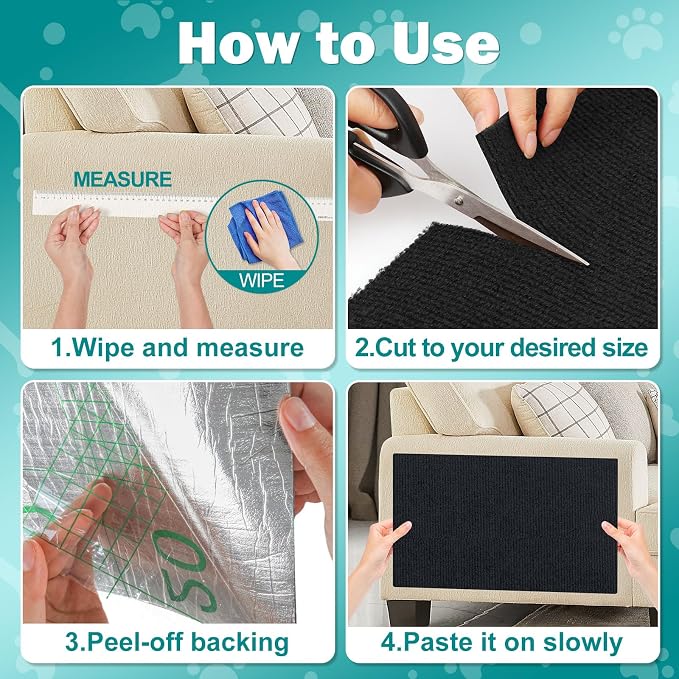 ENONCI 23.6x15.8 Cat Scratcher Mat, Self-Adhesive Cat Scratch Furniture Protector