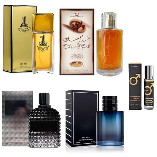AFLUXE Men's Cologne Gift Set - Variety Pack of 4 Long Lasting Fragrances with 10ml Pheromone Cologne for Men Kit EDP/EDT (PHM-Billon 1/Choco musk/SavE/MilanoM)