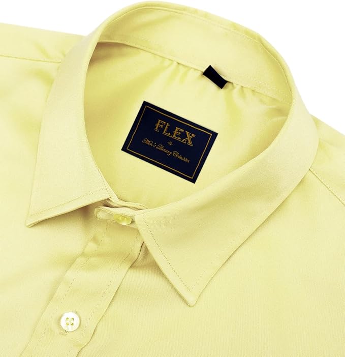 J.VER Men's Dress Shirts Solid Long Sleeve Stretch Wrinkle-Free Formal Shirt Business Casual Button Down Shirts