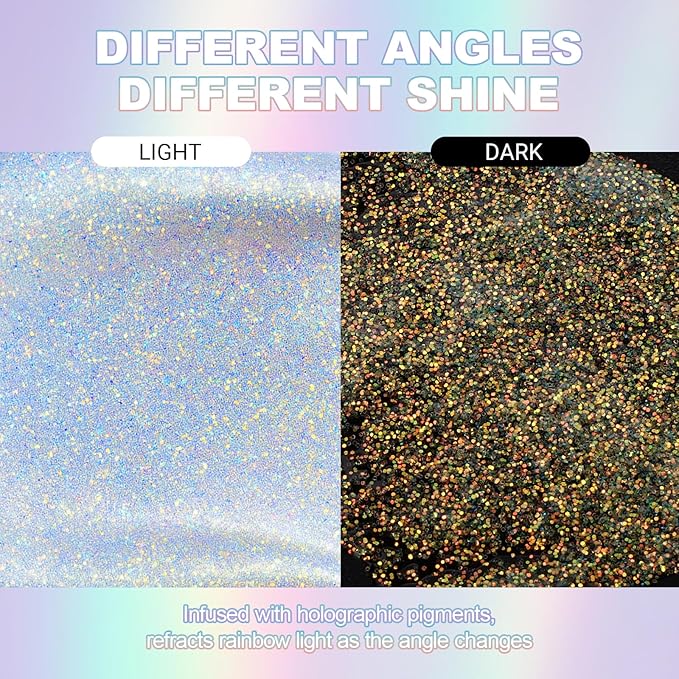 Erinde Holographic Body Glitter Gel, Roll-On Face Hair Glitter for Mermaid Makeup Festival Party Rave Accessories, Chunky Sequins Chameleon Shimmer Christmas Makeup for Women Girls, 01 Sparkling Blue