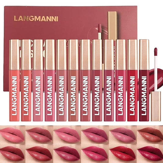 Jolilab 12 Colors Cream Texture Lip Gloss Set - Highly Pigmented,Hydrating, Moisturizing Makeup for Women（Set 12Color）