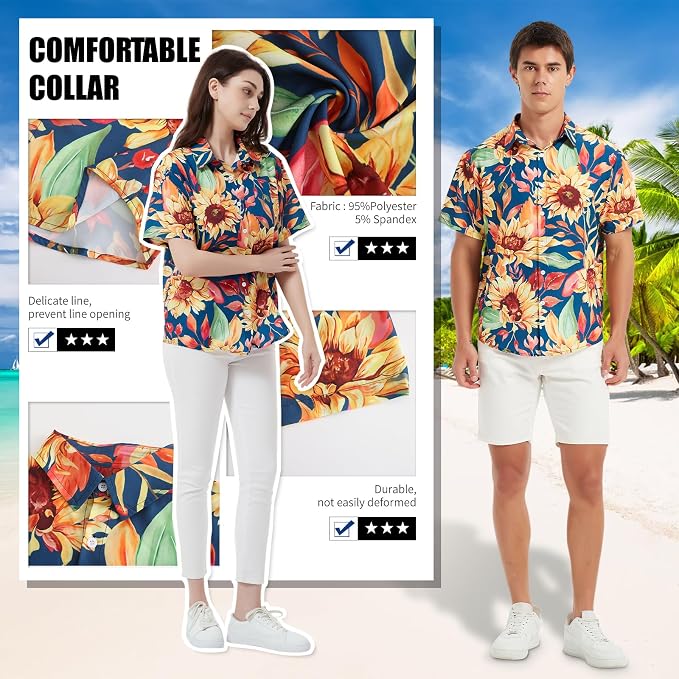 Dog Shirt Hawaiian, Pet Summer T-Shirts Dog Style Floral Breathable Cool Clothes Hawaiian Shirts Gifts for Owner and Pet Shirts are Sold Separately