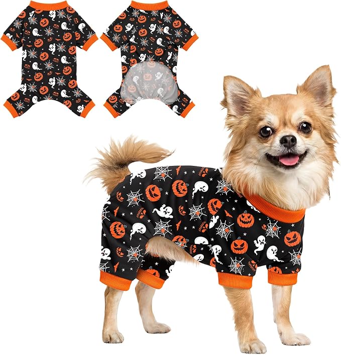 Dog Halloween Pajamas for Small Medium Dogs Halloween Pjs Pink Bow Dog Onesie Breathable Puppy Pj Pet Stretchy Soft Sleepwear for Spring Summer Costume-M