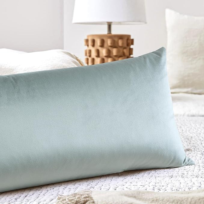 Artscope Luxury Velvet Lumbar Pillow Cover Super Soft Decorative Rectangle Throw Pillow Covers Case Cushion Covers for Sofa Couch Bedroom Car Decor 14x36 Inch Light Grey