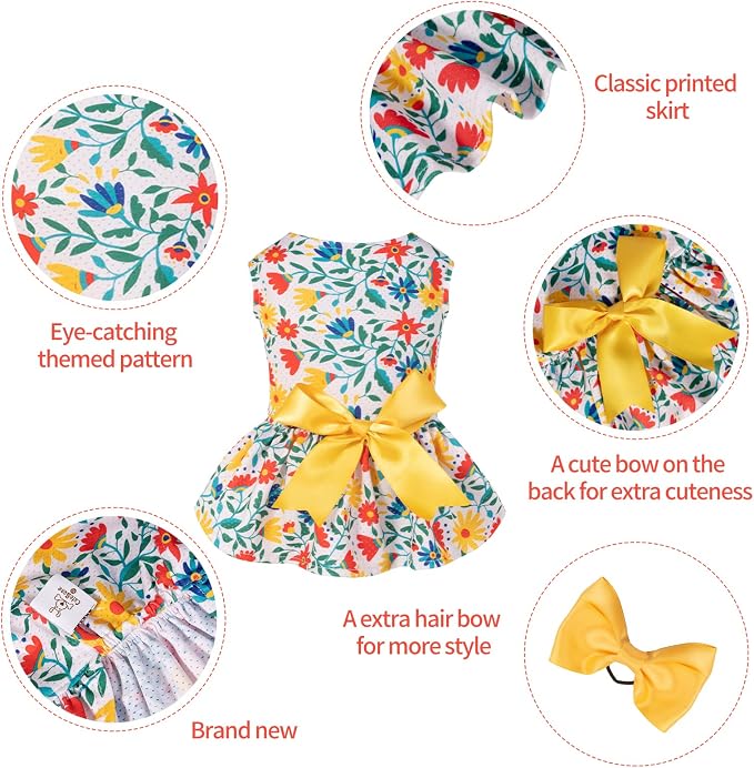 CuteBone Dog Mesh Dress Puppy Sundress Pet Outfit Summer Fashion for Small Dogs Girl Cat Clothes