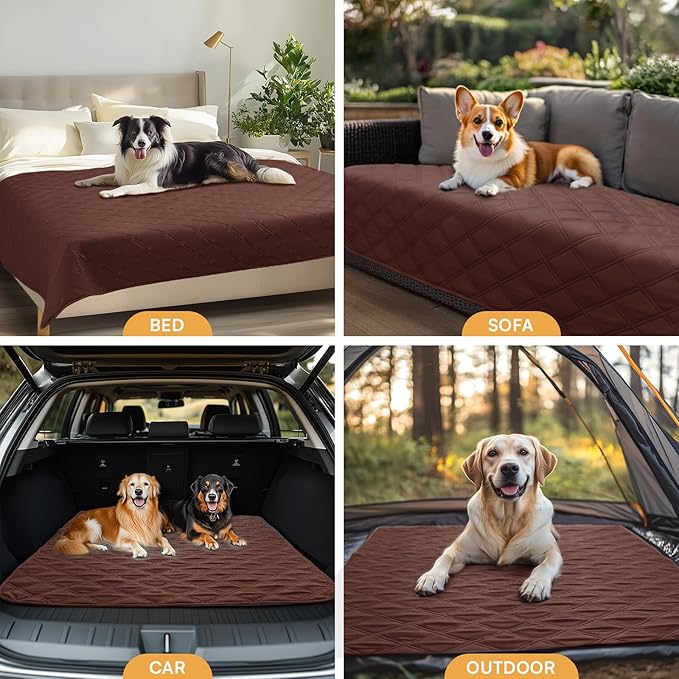 Luciphia Waterproof Couch Cover for Dogs, Non-Slip Pet Sofa Protector | Non-slip waterproof couch cover scratch-resistant machine washable protects sofa bed from spills fur, Coffee Brown, 52" x 82"
