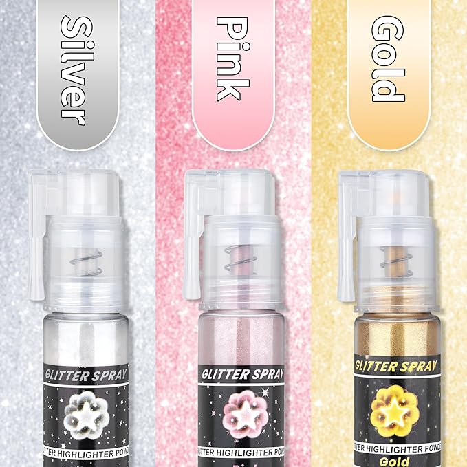 Pink Body Glitter Spray, Shiny Glitter Spray for Hair Body and Clothes, Long-Lasting Sparkle, Holographic Ultra Fine Shimmer Powder Glitter Hairspray for Rave Prom Makeup Halloween Crafts