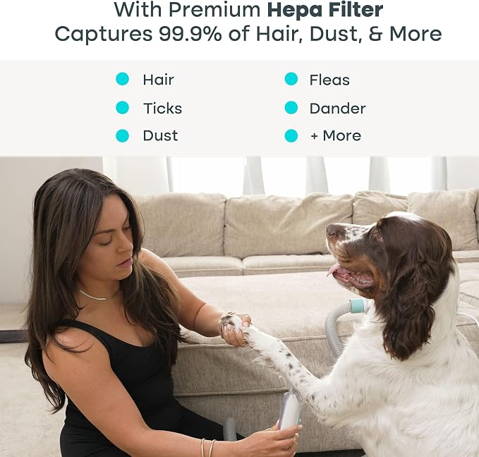 Uproot Clean Pet Grooming Vacuum for Dogs & Cats: 7-in-1, Quiet & Mess-Free | Pet Hair Vacuum with 7 Tools - Brush, Deshed, Detangle, Trim, Clean & Dry. Low-Noise Cat & Dog Grooming Kit for Shedding