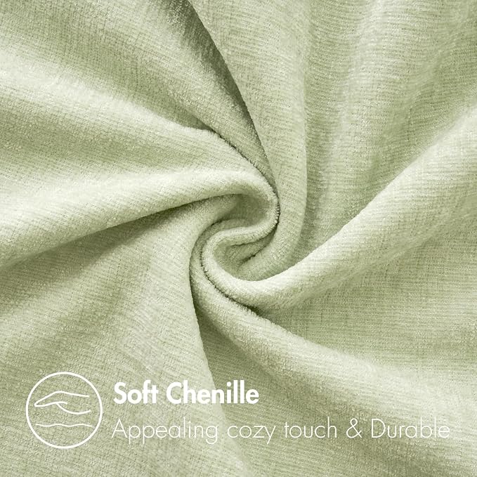 MIULEE Soft Chenille Throw Pillow Covers Light Green 16x16 Inch Pack of 2 | Modern Home Decor, Classic Decorative Pillows, Solid Dyed Cases, Boho Couch Cushion Covers for Sofa Bed Living Room