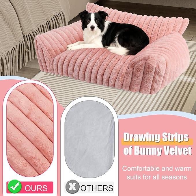 Cute Dog Couch for Medium Large Dogs,Dog Cat Couch Sofa,Dog Bed,L,Pink | Dog Couch Bed with Removable Washable Cover,Cute Fluffy Pet Sofa Cat Couch Bed,Washable Dog Bed Medium Large Size Dog