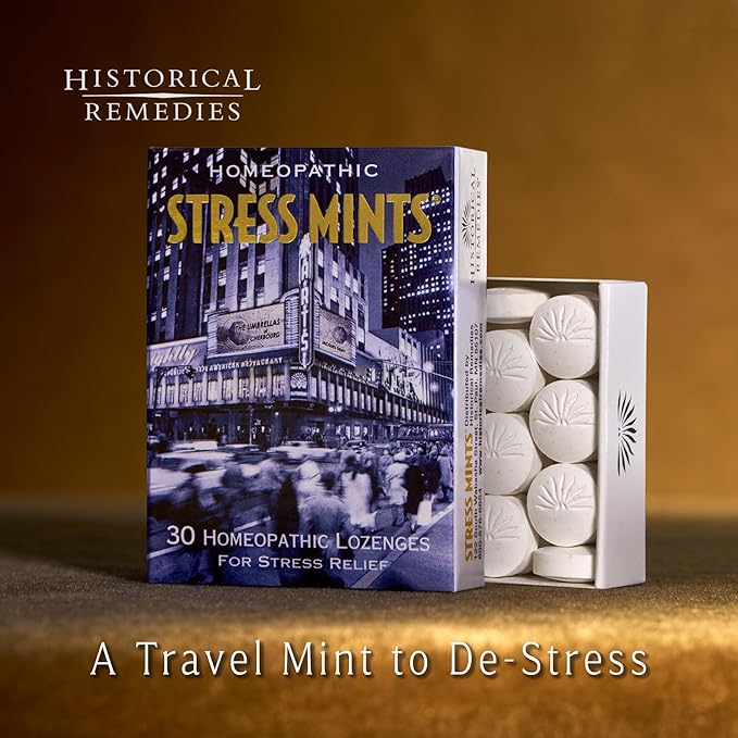 Stress Mints (12 Pack) | Homeopathic Lozenges to Aid Stress & Digestion, Organic Peppermint Flavor, Vegan & Gluten-Free, Non-Habit Forming