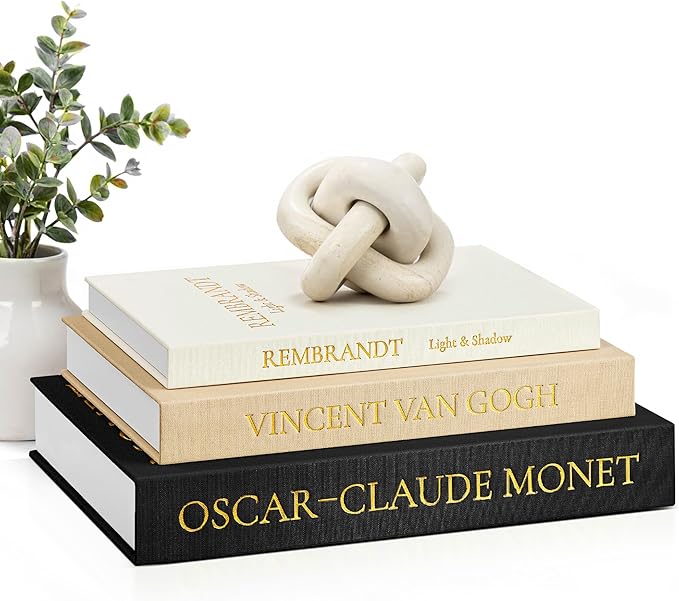 JARLINK Aesthetic Decorative Books, Set of 3 Linen Faux Book Boxes, Black | Stylish Storage Boxes for Home Decor, Photo Organization, & Keepsakes, Faux Books for Coffee Tables, Bookshelves, or Mantles