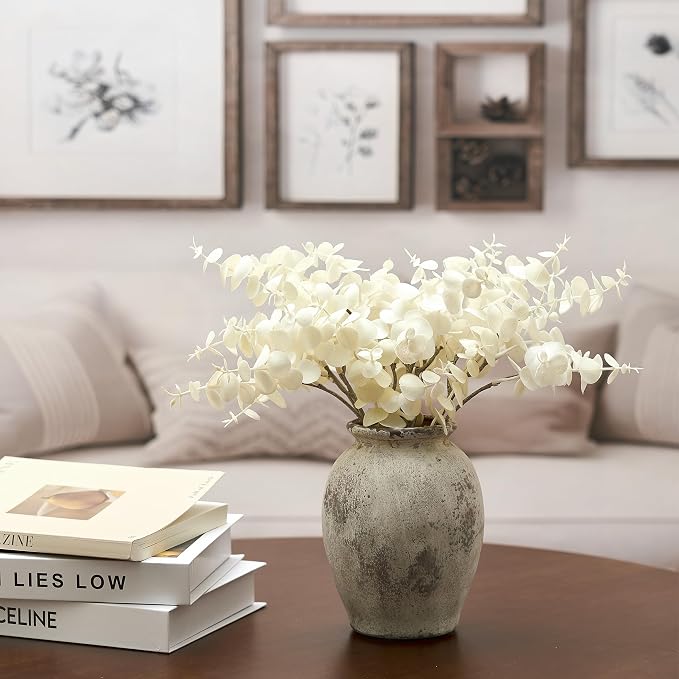 5.94" Ceramic Vase for Home Decor, Decorative Terracotta Farmhouse Rustic Vases for Living Room Kitchen Bedroom Bathroom Entryway Mantel Table, Pottery Vases for Pampas Grass Dried Fresh Flowers