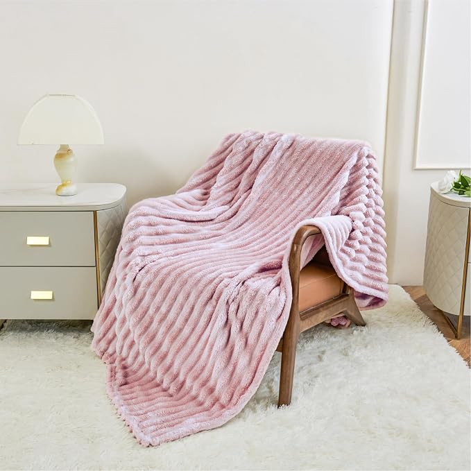 Aganear Fluffy Throw Blanket for Couch Sofa 50"x60" Coral Pink | Lightweight Fuzzy Throw,Warm Gift for Women,Christmas,Housewarming,Soft,Boho Design for Room Home Decor,All-Season Use